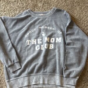 The Mom Club Ribbed Sweatshirt in Dusty Blue Oversized